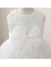 Ivory Sequin Tulle Flower Girl Dress With Double Bow